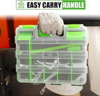 Generic Tool Box with Transparent Lid, Double Side 34-Compartments Organizer Box with Removable Dividers for Hardware, Screws, Bolts, Nails, Beads, Jewelry and Fishing Accessories, Green, 2 Packs