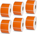 BETCKEY - 2" x 1.5" UPC Barcode & Address Labels Compatible with Zebra & Rollo Label Printer,Premium Adhesive & Perforated[Orange, 6 Rolls, 6000 Labels]