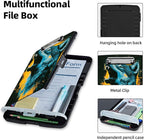 Clipboard with Storage Box & Pen Holder,Heavy Duty Clip Boards 8.5x11 for Nursing,High Capacity,School & Office Supplies,Wolf Howl Blue Orange