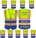 BeautyWill Custom Logo Safety Vest Class2 High Visibility Reflective Vest Breathable Construction Vest
