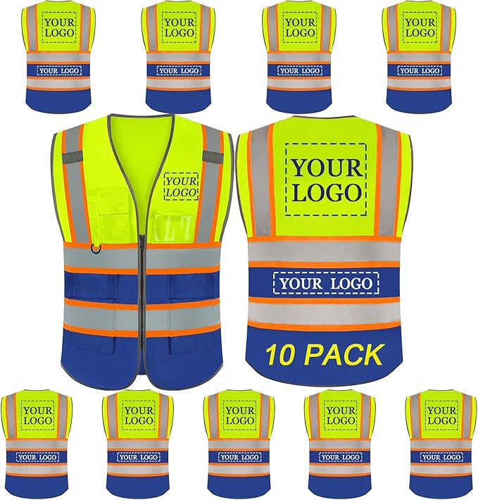 BeautyWill Custom Logo Safety Vest Class2 High Visibility Reflective Vest Breathable Construction Vest