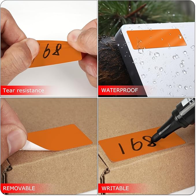 Orange Rectangle Stickers 2 x 1 Inch Color Coding Labels Vinyl Roll Self-Adhesive Waterproof Removable 500 PCS