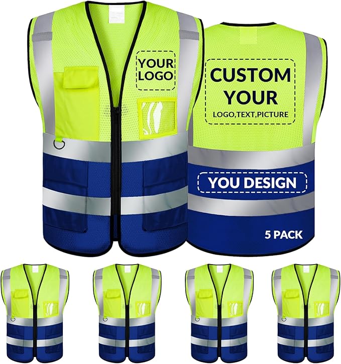 BeautyWill Custom Safety Vest Logo Class 2 High Visibility Reflevtive Vest Outdoor Protective Workwear