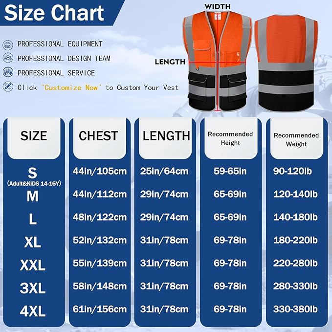 BeautyWill 10/20 Pack Custom Logo Safety Vest,Bulk High Visibility Class 2 Reflective Work Vests