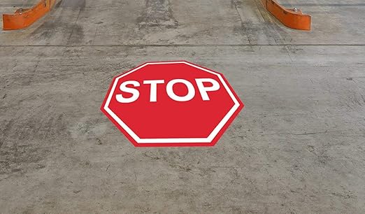 "Stop" Durable Laminated Vinyl Floor Sign- Sign by Graphical Warehouse- 5S Safety and Security Signage, Visual Communication Tool (17")
