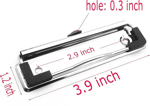10 Pack Clipboard Clips 3.94" Mountable Metal Clipboards Hardware with Rubber Grip and Hanging Hole