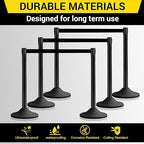 10 ft Crowd Control Stanchion Set, Crowd Control Barrier, Stanchions with Retractable Belts & Base, Retractable Stanchions, Queue Management Stanchion (6 Pack) (Black)
