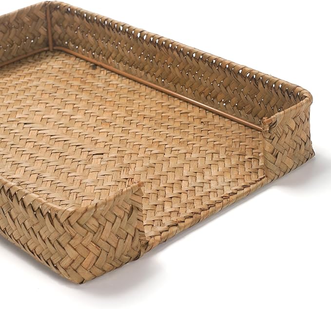 Seagrass Letter Tray, Woven Desk Tray, Wicker Desktop Basket Organizer for Papers, Documents, Magazines, Files