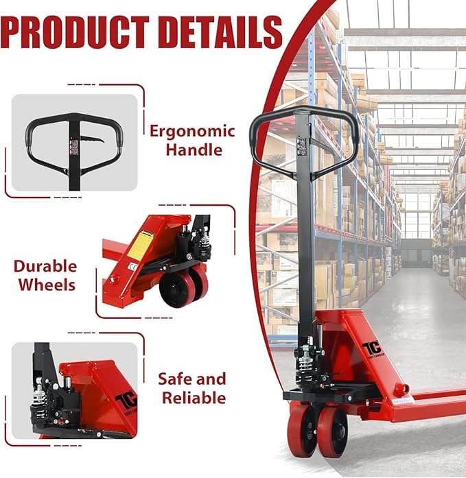 Tory Carrier 27 x 48 Pallet Jack Truck 5500 Lb. Capacity Manual Pallet Trucks Standard Duty Hand Pallet Jacks