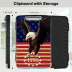 Clipboard with Storage,Office Supplies Nursing Clipboards Folder with Pen Holder Plastic Storage ClipBoard Foldable for Teacher Nurse,Flag Eagle