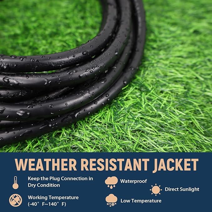12 Gauge Indoor Heavy Duty Black Extension Cord 3 FT, 12 AWG SJTW Electrical Cable, Weather-Resistant Power Cord, Great for Gardenfor, Offices and Lawns