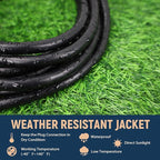 12 Gauge Indoor Outdoor Heavy Duty Black Extension Cord 6 FT, 12 AWG SJTW Electrical Cable, Weather-Resistant Power Cord, Great for Gardenfor, Offices and Lawns