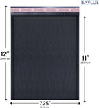 Black 7.25x12 Inch Poly Bubble Mailers #1 | Self Seal Padded Envelopes | Air Cushioned Bubble Mailer | Usable Size 7.25x11 Inch | 100 Pack Bulk | Waterproof | Lightweight Mailing Shipping Bags