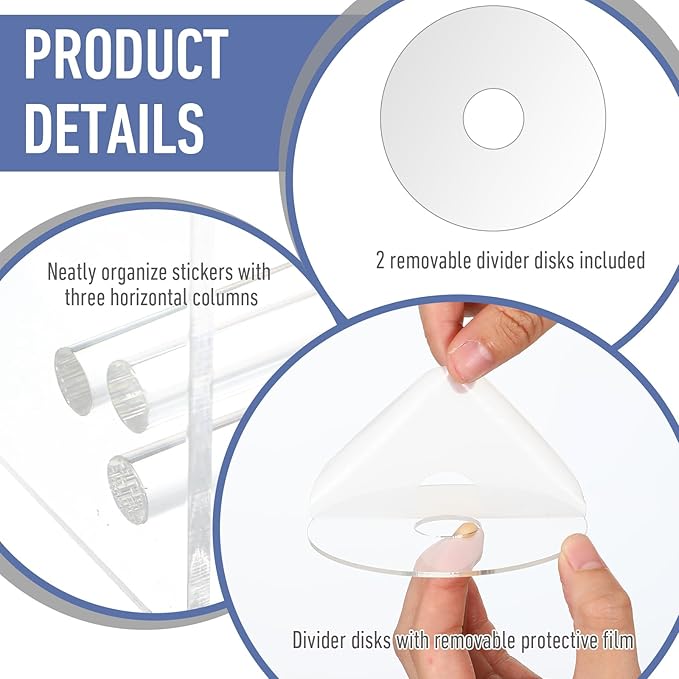 Clear Label Roll Dispenser, 3 Rolls of Sticker Roll Dispenser, Acrylic Sticker Rolls Holder, Adjustable Label Dispensers for Office Home Desktop