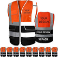 BeautyWill 10/20 Pack Custom Logo Safety Vest,Bulk High Visibility Class 2 Reflective Work Vests