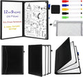 6 Sides Whiteboard Notebook Portable Whiteboard Dry Erase Notebook Portable Dry Erase Board Double Sided Folding Whiteboards White Board for Office Study Meeting (Black,A4: 9"×12”)