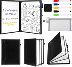6 Sides Whiteboard Notebook Portable Whiteboard Dry Erase Notebook Portable Dry Erase Board Double Sided Folding Whiteboards White Board for Office Study Meeting (Black,A4: 9"×12”)
