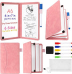 6 Sides Whiteboard Notebook Portable Whiteboard Dry Erase Notebook Portable Dry Erase Board Double Sided Folding Whiteboards White Board for Office Study Meeting(Pink,A6: 4.5"×6”)
