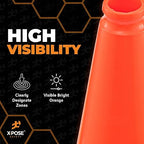 Xpose Safety 18 Inch Orange Traffic Cone, 1-Pack - Multipurpose PVC Plastic Safety Cone for Parking, Soccer, Caution, Kids and Construction - DOT Approved