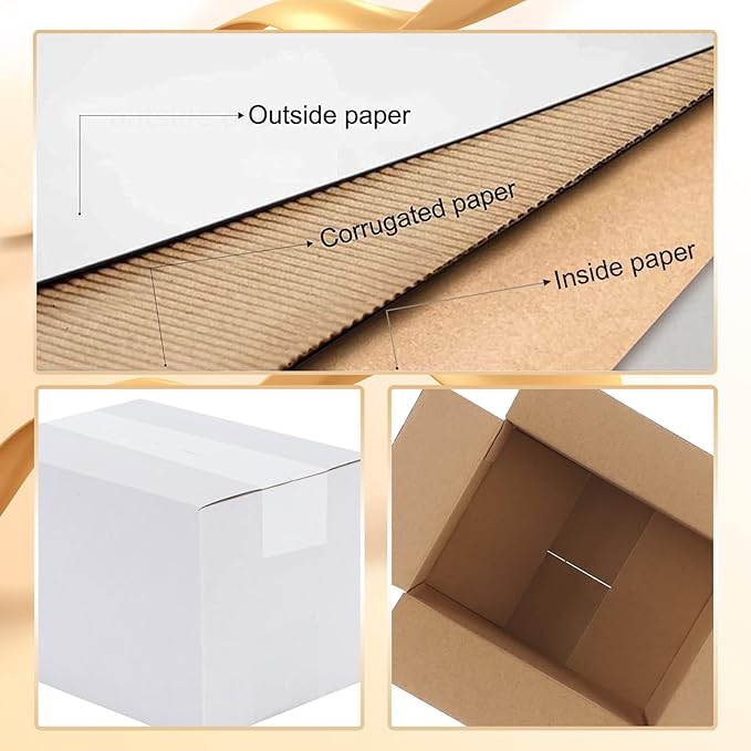 Calenzana 7x5x5 Shipping Boxes Set of 40, White Corrugated Cardboard Box for Mailing Packing Gifts Small Business