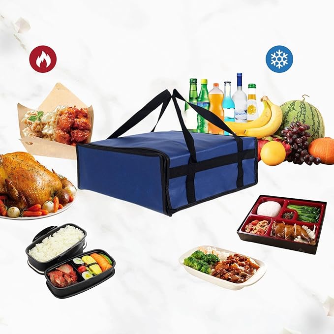 Insulated Pizza Delivery Bag for Hot and Cold Food, Reusable Thermal Carrier for Commercial, Picnic, DoorDash, Uber Eats, Large Size- Medium
