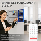 WeHere 32 Key Lock Box Wall Mount, APP Bluetooth/OTP/Wi-Fi/Fixed Code/Key Unlock, Smart Key Cabinet with Tag, Key Organizer Holder box with Management Directory for School, Office, Realtor, Hotel