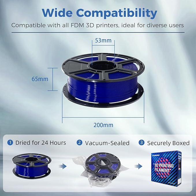 FLASHFORGE ABS Pro Filament 1.75mm Blue, 3D Printer Filament 1kg (2.2lbs) Spool-Dimensional Accuracy +/- 0.02mm, Hot Deformation Below 90℃, Great for Printing Heat-Resistant Functional Parts
