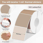Ctosree 500 Pcs/ 1 Roll Thermal Sticker Labels Self Adhesive Direct Thermal Labels Multipurpose Printer Stickers for DIY, Name Tag (Flower,2 Inches,Brown Gradient)