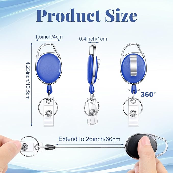 Laumoi 90 Packs Retractable ID Badge Holder Name ID Badge Reel Clips Keychain with Belt Clip and Key Ring for Office Worker Doctor Nurse Employee (Multicolor)