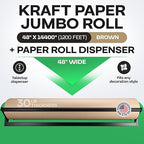 Brown Kraft Paper Jumbo Roll 48" x 14400" (1200 ft) with Dispenser – USA-Made Natural Kraft Paper 30lb Thickness for Packing, Wrapping, Void Filling, Kids' Arts, DIY & School Projects by IDL Packaging