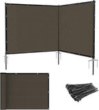 Patio 5' x 8' Outdoor Privacy Screen Freestanding Temporary Fence Panels Net Cover with Metal Poles for Outside Backyard Pool Garden Air Conditioner Fencing, Brown