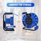 Extension Cord Storage Reel with 4-Grounded Outlet & 2 USB Port, 15A Circuit Breaker, Heavy Duty Open Cord Reel for 12/3,14/3 Gauge Power Cord, Hand Wind Retractable, ETL Listed Blue U85CR06