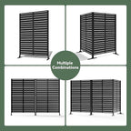 Modern Shade Metal Privacy Screen 72" H x 48" W, Freestanding Decorative Outdoor Privacy Fence Panels for Instant Privacy & Space Division, Patio Screens for Patios Outside Outdoor, Black, 3 Panel