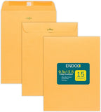 Clasp Envelopes – 9.5x12.5 Inches Brown Kraft Catalog Envelopes Letter Size -15 Pack - with Clasp Closure & Gummed Seal – 28lb Heavyweight Paper Envelopes for Home, Office, Business, Legal or School