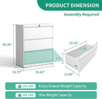 3 Drawer Lateral File Cabinets with Lock,White Metal Lateral Filing Cabinet for Home Office,Wide Steel Storage Cabinet Commercial Drawer Cabinet for Legal/Letter/A4 Size Files