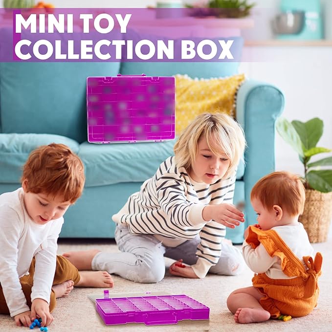 Juexica 2 Pcs Large 48 Grids Plastic Storage Bead Organizer Box, Tackle Box, Compartment Organizer Container with Adjustable Dividers for Jewelry Art Crafts Toys Screw Small Parts(Purple)