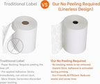Sticky Thermal Receipt Paper 3 1/8" x 170' | 6 Rolls Linerless Wrinkle-Free Adhesive | For TOAST POS, Epson TM-L90, Kitchen Order, Delivery & Shipping Labels | Residue-Free
