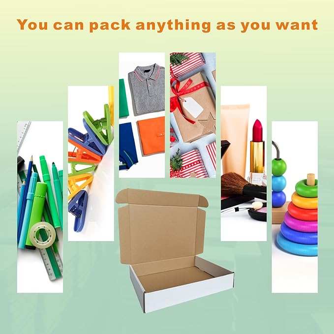Corrugated Mailers, 11 1/8" x 8 5/8" x 2"(Inner Size), 25 Pack, Cardboard Shipping Boxes, Oyster White (CM1182-25)