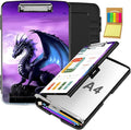 Clipboard with Storage,Office Supplies Nursing Clipboards Folder with Pen Holder Plastic Storage ClipBoard Foldable for Teacher Nurse,Purple Dragon