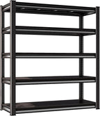 78" H Garage Shelving Heavy Duty，2800LBS Loads Adjustable Garage Storage Shelves,5-Tier Metal Storage Racks and Shelving Units, Utility Rack Shelves,48”W x 18”D x 78”H,Black