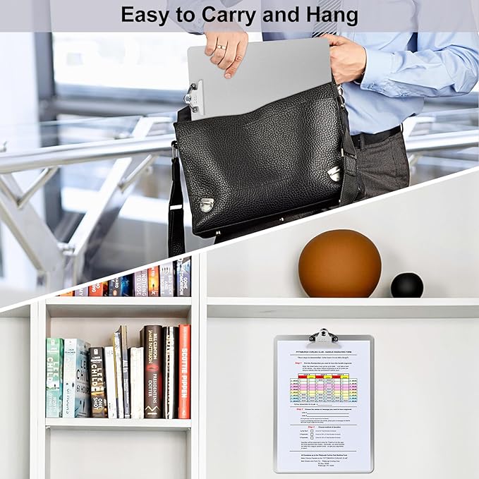 ZCZN Metal Clipboard, 24 Pack Heavy Duty Aluminum Clipboards 12 x 9 Inches, A4 Letter Sizer Document Holder with High Capacity Clip, Suitable for School, Office, Jobsite or Medical Staff, Silver