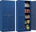 Kitchen Pantry Cabinet, 71 Inch Tall Metal Pantry Cabinet with Doors and Adjustable Shelves, Freestanding Food Cupboard, Storage Cabinets for Dining, Living Room, Navy Blue, Assemble Required