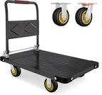 Platform Truck, Foldable Flatbed Cart Heavy Duty Push Cart Dolly Large Platform w/ 5'' Swivel Wheels 2000LBS Capacity Moving Hand Dolly for Groceries, Garage, Warehouse (35'' L x 22.5'' W)