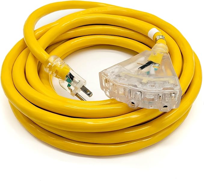 25 ft 10 Gauge Extension Cord - Outdoor Extension Cord Waterproof - Heavy Duty Outdoor Extension Cords 25 ft with Multiple Outlets - Watts Wire - 25' Grounded - extensiones electricas