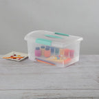 Sterilite Medium Nesting ShowOffs, Stackable Small Storage Bin with Latching Lid and Handle, Plastic Container to Organize Home, Clear, 18-Pack
