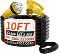 50 Amp Generator Cord, 10FT 50 Amp RV Extension Cord with Twist Lock, Generator Cable 50A 4 Prong, NEMA 14-50P to SS2-50R Heavy Duty STW Wire for RV Camper & House