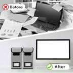 BALEINE File Organizer Box with Lid, Collapsible File Folder Organizer with Plastic Slide, Hanging File Folder Box for Office Document Storage (2 Pack, Grey, S)