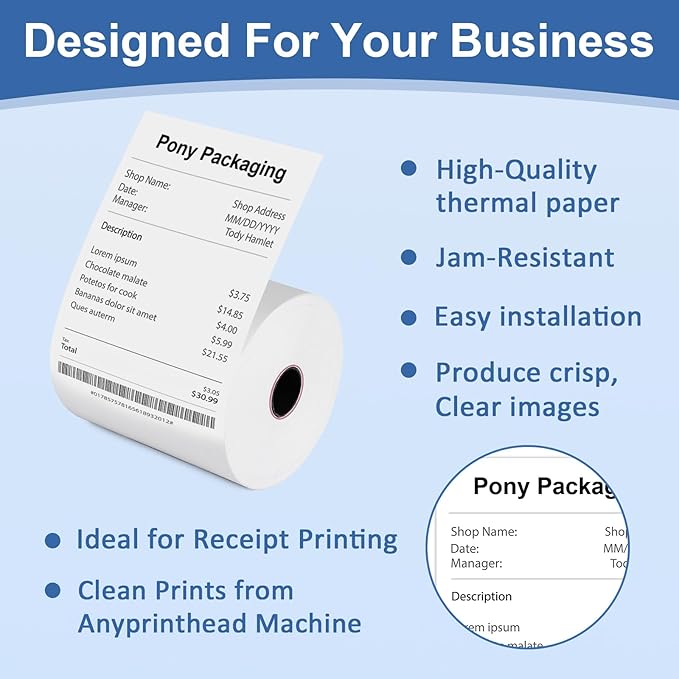 50 Rolls Thermal Receipt Paper Rolls 2 1/4 X 200, Fits All Pos Cash Registers, BPA Free Thermal Paper Rolls For Clover POS Cash Register Printers,Thermal Paper Receipt Roll By Pony Packaging