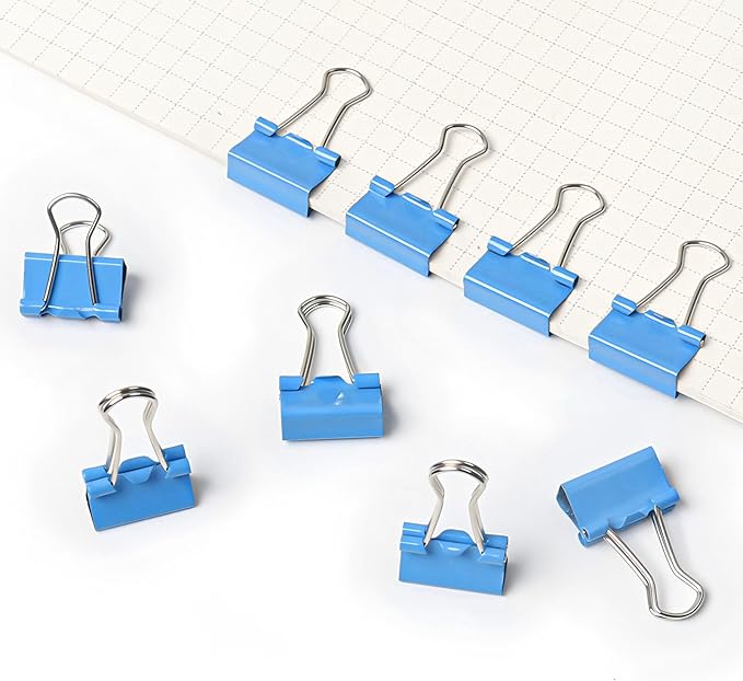 50 Pack Medium Blue Binder Clips 1 Inch (25 mm), Colored Paper Clamps, Middle Size Paper Clips for Office Home School Business 1"