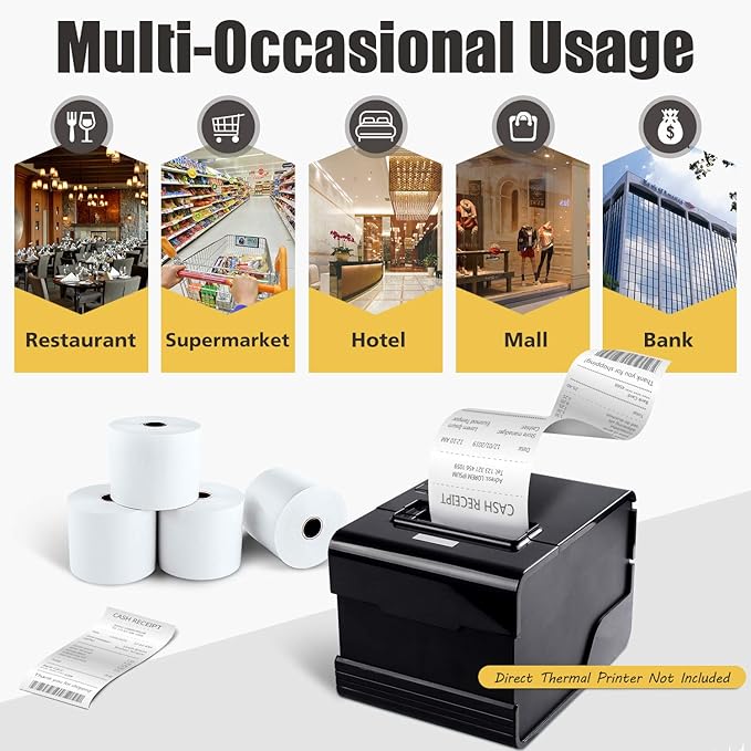 Azure Zone, Thermal Paper Rolls 2-1/4 X 230ft, 50 Rolls, Fits Most POS Machines and Cash Registers, Great for Businesses and Sales